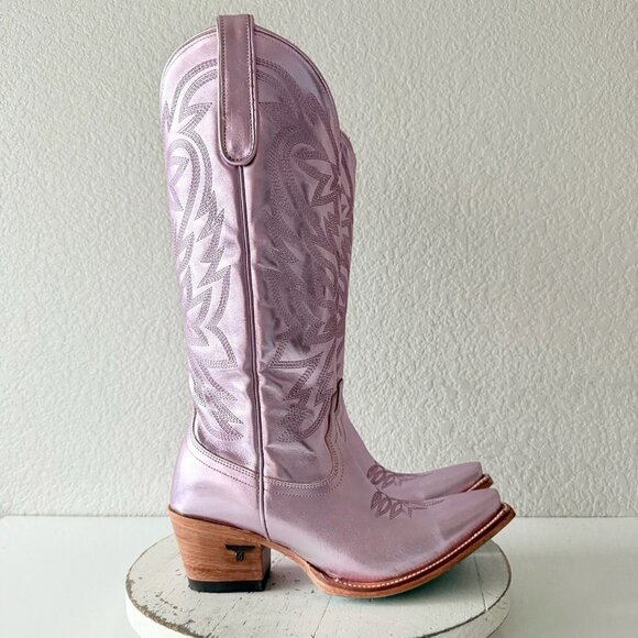 Lane SMOKESHOW Womens Cowboy Boots 7.5 Purple Metallic Western Cowgirl Mid Calf - Picture 2 of 12